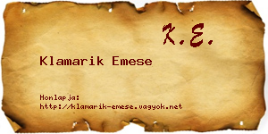Klamarik Emese névjegykártya